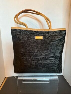 Jim Thompson Black Tote with Leather Tan Trim